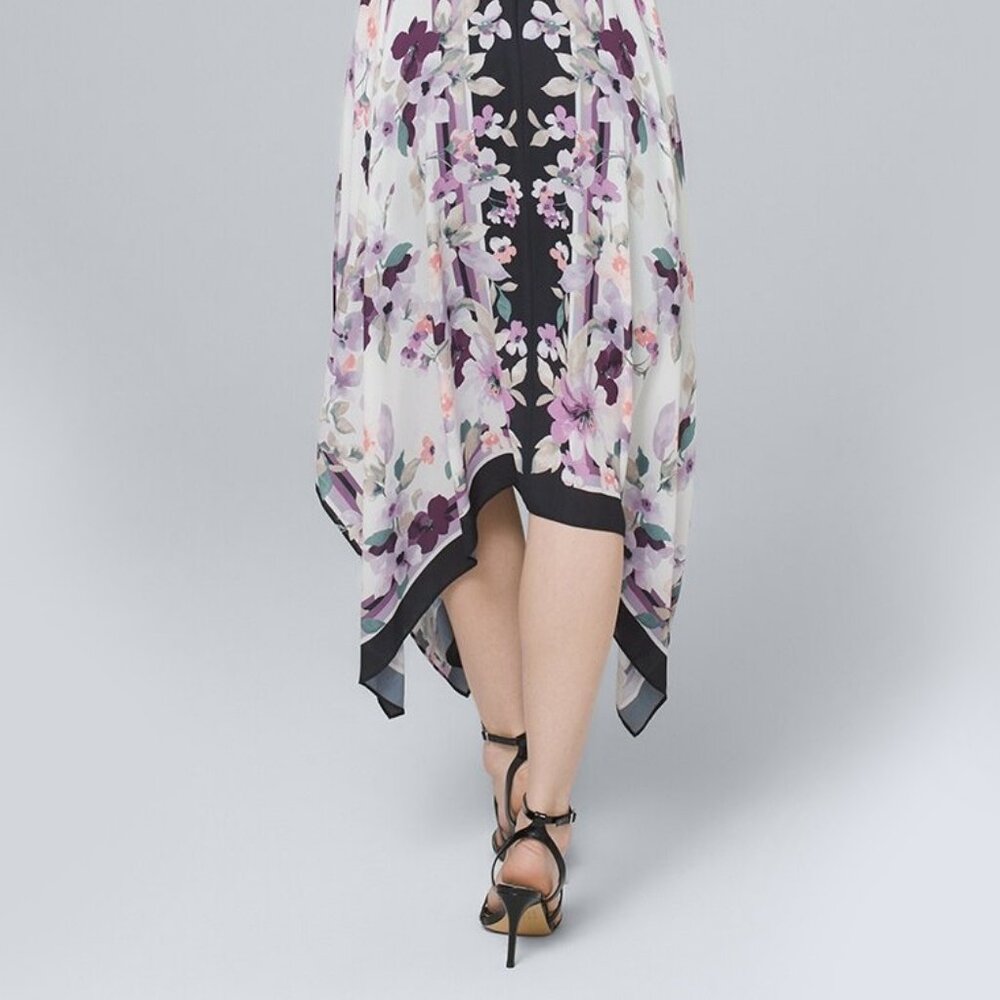 WHBM $150 GORGEOUS! Floral Handkerchief-Hem Dress Lilac Lavender 14 - Picture 8 of 8